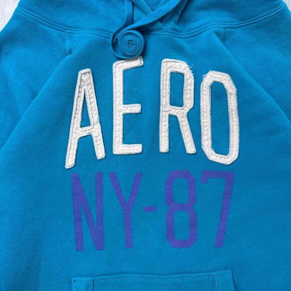 Y2K Aeropostale 00s NY 87 blue hoodie jacket - Picture 3 of 7